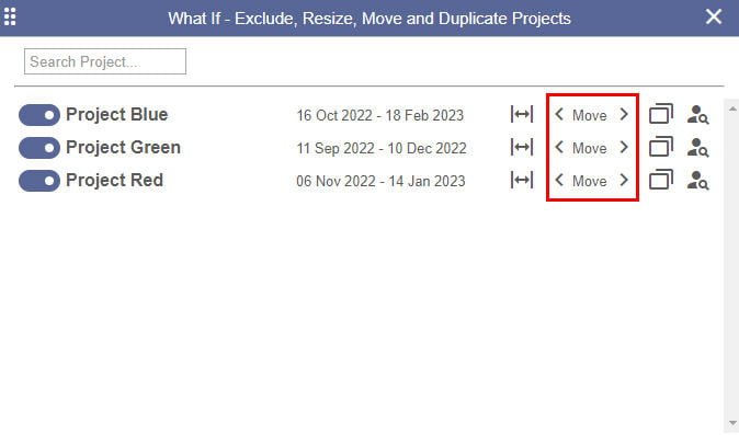 What if scenario analysis - move project